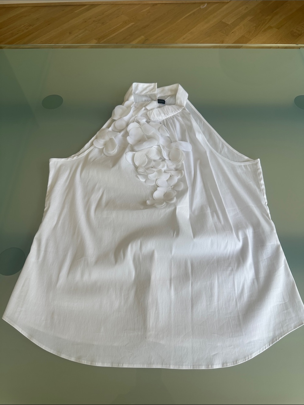 White House Black Market White Sleeveless Floral Halter Top